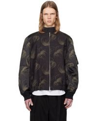 Sacai - Blouson Aviateur Noir À Motifs Fleuri Et À Pois - Lyst