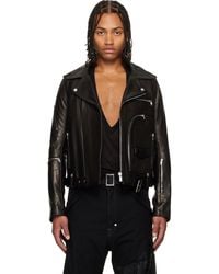 Rick Owens - Blouson Stooges Noir En Cuir À Poche Bauhaus - Lyst