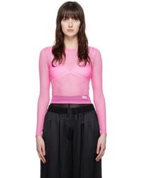 Alexander Wang - Pink Semi-sheer Long Sleeve T-shirt - Lyst