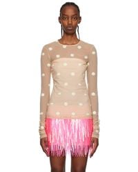Sportmax - Beige Fitted Long Sleeve T-shirt - Lyst