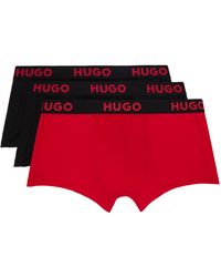 HUGO - Ensemble de trois boxers noir et rouge - Lyst
