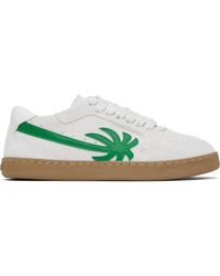 Palm Angels - Baskets Palm 1 Blanc Cassé Et Vert En Suède - Lyst