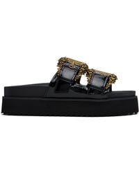 Versace Jeans Couture - ブラック Baroque Buckle Arizona フラットサンダル - Lyst