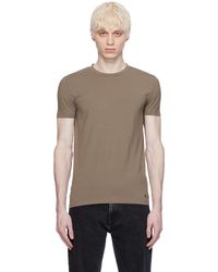 Zegna - T-shirt taupe à encolure arrondie - Lyst