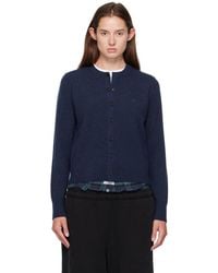 Acne Studios - Cardigan Ajusté Bleu Marine En Laine De Yak - Lyst