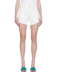 Agolde - White Parker Long Denim Shorts - Lyst