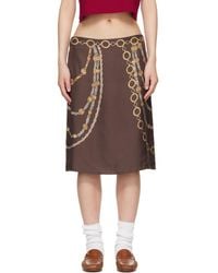 Versace - Printed Silk Twill Pencil Midi Skirt - Lyst