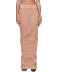 Rick Owens - Pink Pull On Pillar Denim Maxi Skirt - Lyst