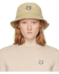 Maison Kitsuné - Beige Bold Fox Head Hat - Lyst