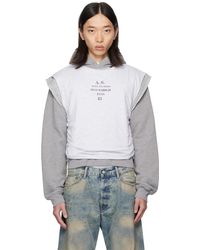 Acne Studios - Pull Molletonné Étagé Gris À Capuche - Lyst