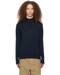 Sunspel - Navy Half-zip Sweater - Lyst