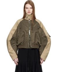 Sacai - Khaki & Chino Twill Bomber Jacket - Lyst