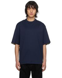 Marni - T-shirt étagé bleu marine à carreaux - Lyst