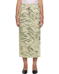 Ganni - Off- & Shibori Organza Printed Stretch Satin Maxi Skirt - Lyst