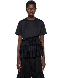 Comme des Garçons - T-Shirt Noir En Filet À Pinces - Lyst