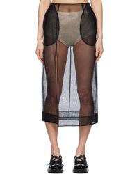 Simone Rocha - Jupe Crayon Midi Transparente Noire À Fente - Lyst