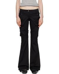 OPEN YY Front Stripe Layered Trousers in Black | Lyst