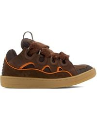 Lanvin - Ssense Exclusive Brown Leather Curb Sneakers - Lyst