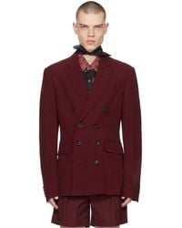 Dries Van Noten - Burgundy Fitted Blazer - Lyst