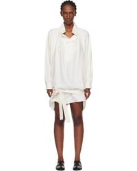 KENZO - Robe Courte De Style Chemisier Surdimensionnée Blanc Cassé - Lyst