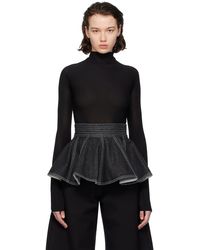 Alaïa - Black Gathered Denim Miniskirt - Lyst