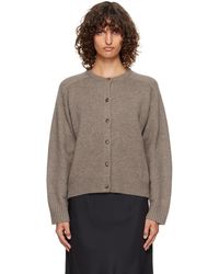 Loulou de Saison - Cardigan Aidar Taupe En Laine Et Cachemire À Logo - Lyst
