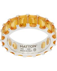 Hatton Labs - Bague de gage d'amour éternel argenté et jaune à zircones octogonales exclusive à ssense - Lyst