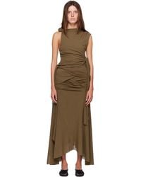 Ganni - Khaki Marl Mesh Tie Knot Top - Lyst