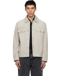 BOSS - Taupe Goatskin Suede Jacket - Lyst