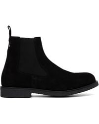 BOSS - Suede Signature-Stripe Stitching Chelsea Boots - Lyst