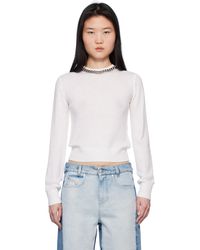 Stella McCartney - Off- Falabella Chain Fine-Knit Sweater - Lyst