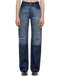 MM6 by Maison Margiela - Distressed Panel Denim Jeans - Lyst