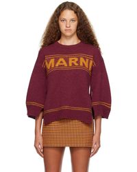 Marni - Burgundy Intarsia Sweater - Lyst