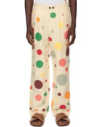 Bode - Off-white Dotted Appliqué Trousers - Lyst