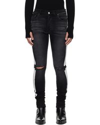 Amiri - Jean Noir À Appliqués D'Os Et À Déchirures - Lyst