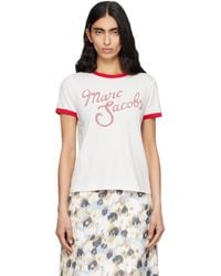 Marc Jacobs - Off- 'Marc' Logo Ringer Femme T-Shirt - Lyst