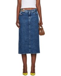 DIESEL - De-Skye-S1 Denim Midi Skirt - Lyst
