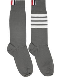 Thom Browne - Cotton 4-Bar Mid Calf Socks - Lyst