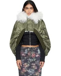 Petra Fargerstrom - Khaki Jacquard Bomber Cape - Lyst