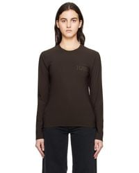 MM6 by Maison Martin Margiela - Brown Bonded Long Sleeve T-shirt - Lyst