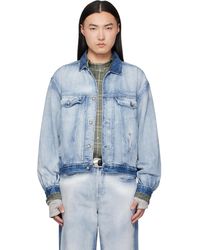 DIESEL - Medium-Light Skeleton Denim Trucker Jacket - Lyst