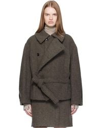 Lemaire - Khaki Short Asymmetrical Bathrobe Coat - Lyst