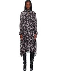 Ganni - Printed Pleated Midi Dress - Lyst