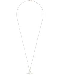 Vivienne Westwood Silver Flat Orb Pendant Necklace - Black