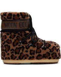 Moon Boot - Icon Low Leopard Print Fleece Boots - Lyst