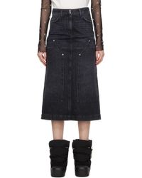 Givenchy - Jupe midi noire en denim à panneaux à rivets - Lyst