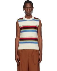 Dries Van Noten - Off- Striped Sleeveless Sweater - Lyst