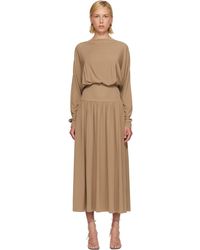 TOTEME - Tan Boatneck Jersey Maxi Dress - Lyst