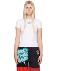 Marine Serre - Ssense Exclusive Embroidered Logo T-Shirt - Lyst