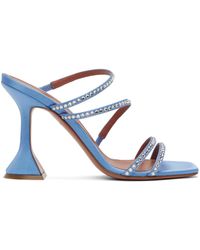AMINA MUADDI - Blue Naima Crystal Heeled Sandals - Lyst
